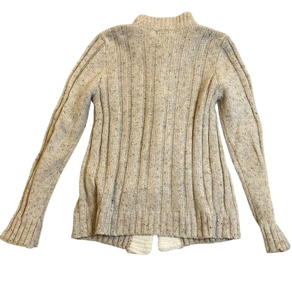 Relativity Womans Cardigan Sweater Large Beige Cable Knit Toggle With Pockets - Picture 2 of 11